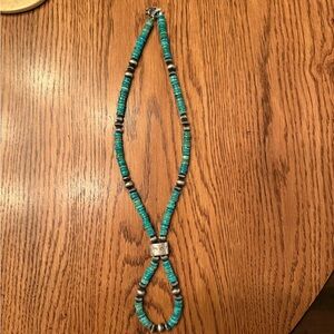 Turquoise and Silver Beaded Necklace